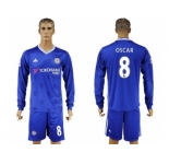 Chelsea #8 Oscar Home Long Sleeves Soccer Club Jersey