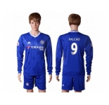 Chelsea #9 Falcao Home Long Sleeves Soccer Club Jerseys