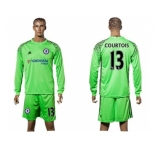 helsea #13 Courtois Green Goalkeeper Long Sleeves Soccer Club Jersey