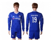 helsea #19 Diego Costa UEFA Champions Home Long Sleeves Soccer Club Jersey