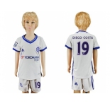 Chelsea #19 Diego Costa White Kid Soccer Club Jersey