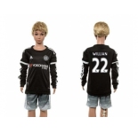 Chelsea #22 Willian SEC Away Long Sleeves Kid Soccer Club Jersey