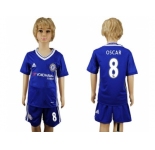 Chelsea #8 Oscar Blue Home Kid Soccer Club Jerseys