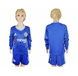 Chelsea Blank Home Long Sleeves Kid Soccer Club Jersey