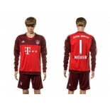 Bayern Munchen #1 Neuer Goalkeeper Long Sleeves Soccer Club Jersey