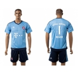 Bayern Munchen #1 Neuer Light Blue Goalkeeper Soccer Club Jersey