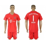 Bayern Munchen #1 Neuer Red Goalkeeper Soccer Club Jersey