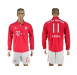 Bayern Munchen #11 Costa Home Long Sleeves Soccer Club Jersey