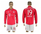 Bayern Munchen #19 Gotze Home Long Sleeves Soccer Club Jersey