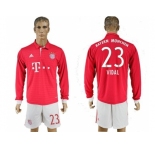 Bayern Munchen #23 Vidal Home Long Sleeves Soccer Club Jersey