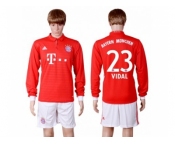Bayern Munchen #23 Vidal Home Long Sleeves Soccer Club Jerseys