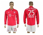 Bayern Munchen #25 Muller Home Long Sleeves Soccer Club Jersey