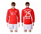 Bayern Munchen #25 Muller Home Long Sleeves Soccer Club Jerseys
