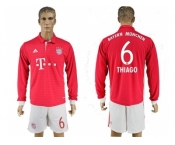Bayern Munchen #6 Thiago Home Long Sleeves Soccer Club Jersey