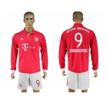 Bayern Munchen #9 Lewandowski Home Long Sleeves Soccer Club Jersey