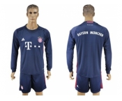 Bayern Munchen Blank Dark Blue Goalkeeper Long Sleeves Soccer Club Jersey