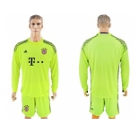 Bayern Munchen Blank Shiny Green Goalkeeper Long Sleeves Soccer Club Jersey