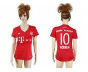 Women's Bayern Munchen #10 Robben Home Soccer Club Jerseys