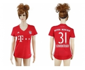 Women's Bayern Munchen #31 Schweinsteiger Home Soccer Club Jerseys