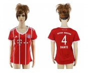 Women's Bayern Munchen #4 Dante Home Soccer Club Jersey
