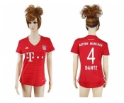 Women's Bayern Munchen #4 Dante Home Soccer Club Jerseys