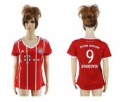 Women's Bayern Munchen #9 Lewandowski Home Soccer Club Jersey