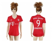 Women's Bayern Munchen #9 Lewandowski Home Soccer Club Jerseys