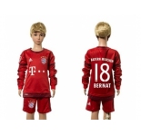 Bayern Munchen #18 Bernat Home Long Sleeves Kid Soccer Club Jersey