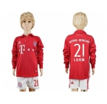 Bayern Munchen #21 Lahm Home Long Sleeves Kid Soccer Club Jersey
