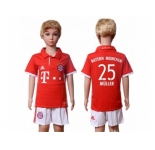 Bayern Munchen #25 Muller Home Kid Soccer Club Jerseys