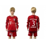Bayern Munchen #3 Alonso Home Long Sleeves Kid Soccer Club Jersey