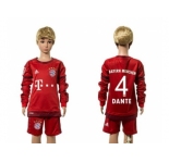 Bayern Munchen #4 Danet Home Long Sleeves Kid Soccer Club Jersey