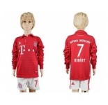 Bayern Munchen #7 Ribery Home Long Sleeves Kid Soccer Club Jersey
