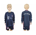 Bayern Munchen Blank Dark Blue Long Sleeves Kid Soccer Club Jersey