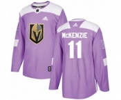 Adidas Vegas Golden Knights #11 Curtis McKenzie Authentic Purple Fights Cancer Practice NHL Jersey