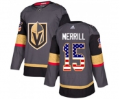 Adidas Vegas Golden Knights #15 Jon Merrill Authentic Gray USA Flag Fashion NHL Jersey