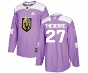 Adidas Vegas Golden Knights #27 Shea Theodore Authentic Purple Fights Cancer Practice NHL Jersey