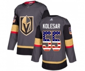 Adidas Vegas Golden Knights #55 Keegan Kolesar Authentic Gray USA Flag Fashion NHL Jersey