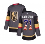 Adidas Vegas Golden Knights #71 William Karlsson Authentic Gray USA Flag Fashion NHL Jersey