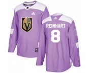 Adidas Vegas Golden Knights #8 Griffin Reinhart Authentic Purple Fights Cancer Practice NHL Jersey