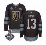 Men Adidas Vegas Golden Knights #13 Brendan Leipsic Authentic Black 1917-2017 100th Anniversary 2018 Stanley Cup Final NHL Jersey