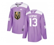 Men Adidas Vegas Golden Knights #13 Brendan Leipsic Purple Authentic Fights Cancer Stitched NHL Jersey