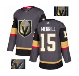 Men Adidas Vegas Golden Knights #15 Jon Merrill Authentic Gray Fashion Gold NHL Jersey