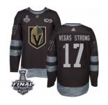 Men Adidas Vegas Golden Knights #17 Vegas Strong Authentic Black 1917-2017 100th Anniversary 2018 Stanley Cup Final NHL Jersey