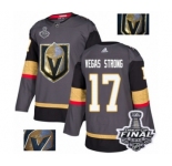 Men Adidas Vegas Golden Knights #17 Vegas Strong Authentic Gray Fashion Gold 2018 Stanley Cup Final NHL Jersey