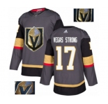 Men Adidas Vegas Golden Knights #17 Vegas Strong Authentic Gray Fashion Gold NHL Jersey