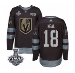 Men Adidas Vegas Golden Knights #18 James Neal Authentic Black 1917-2017 100th Anniversary 2018 Stanley Cup Final NHL Jersey