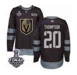 Men Adidas Vegas Golden Knights #20 Paul Thompson Authentic Black 1917-2017 100th Anniversary 2018 Stanley Cup Final NHL Jersey