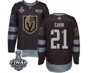Men Adidas Vegas Golden Knights #21 Cody Eakin Authentic Black 1917-2017 100th Anniversary 2018 Stanley Cup Final NHL Jersey