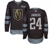 Men Adidas Vegas Golden Knights #24 Oscar Lindberg Authentic Black 1917-2017 100th Anniversary NHL Jersey